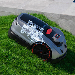Floating cut robot lawn mower system for smooth cuts