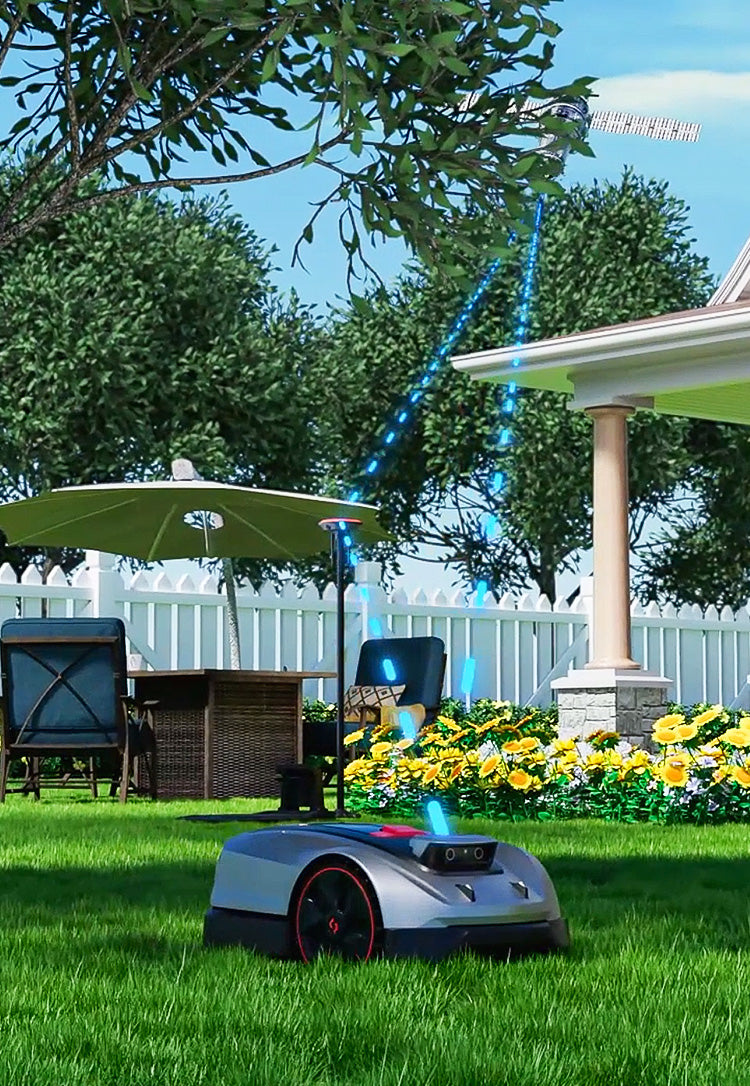 Autonomous lawn mower with GNSS satellite guidance