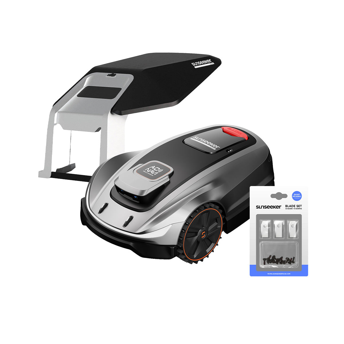 Sunseeker X5 Premium Bundle: Robot Mower with Garage & Blades Kit