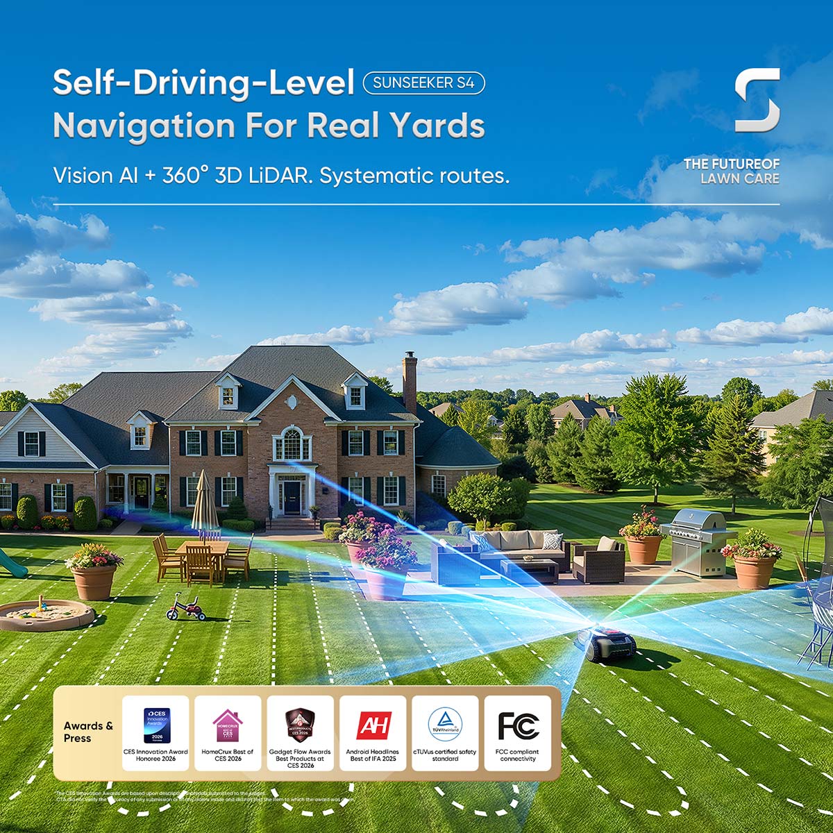 Sunseeker S4 Wireless Robot Lawn Mower l 0.25 Acre