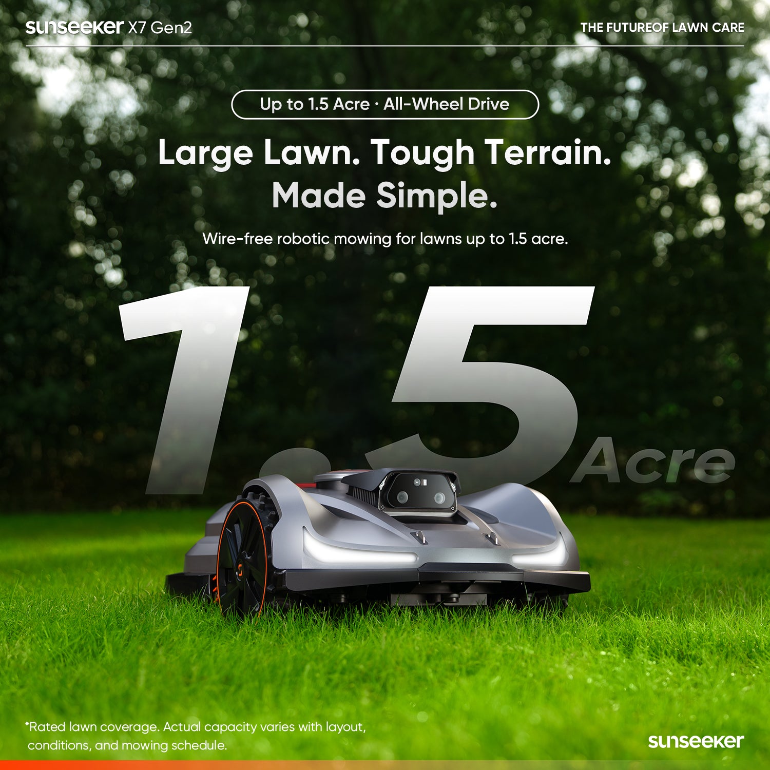 Sunseeker X7 Plus Gen 2 | 1.5 Acre AWD Robot Lawn Mower