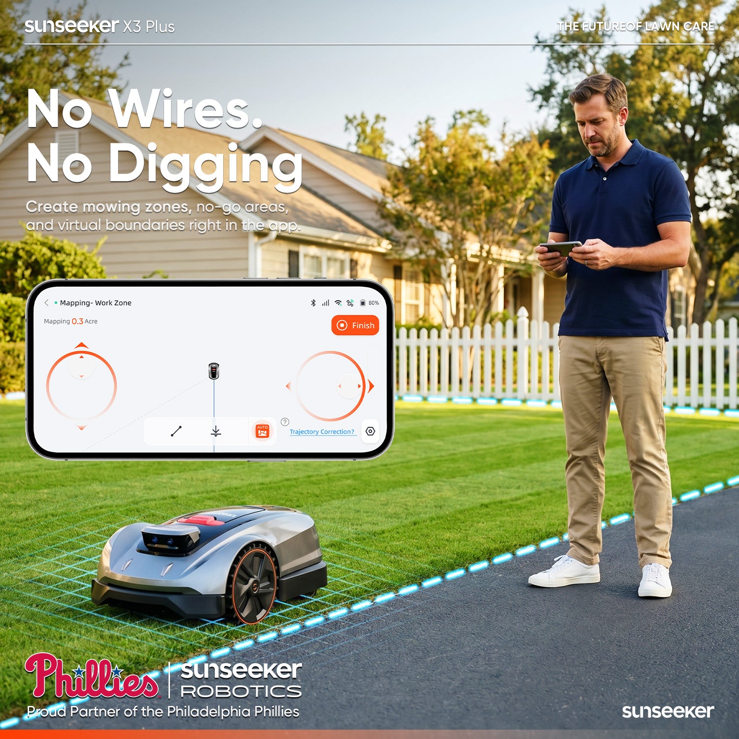 The Wire-Free Robot Mower: No Wires. No Setup. Just Drop, Map, and Mow. — Sunseeker X3 Plus: Perfect for Medium-Sized Yards