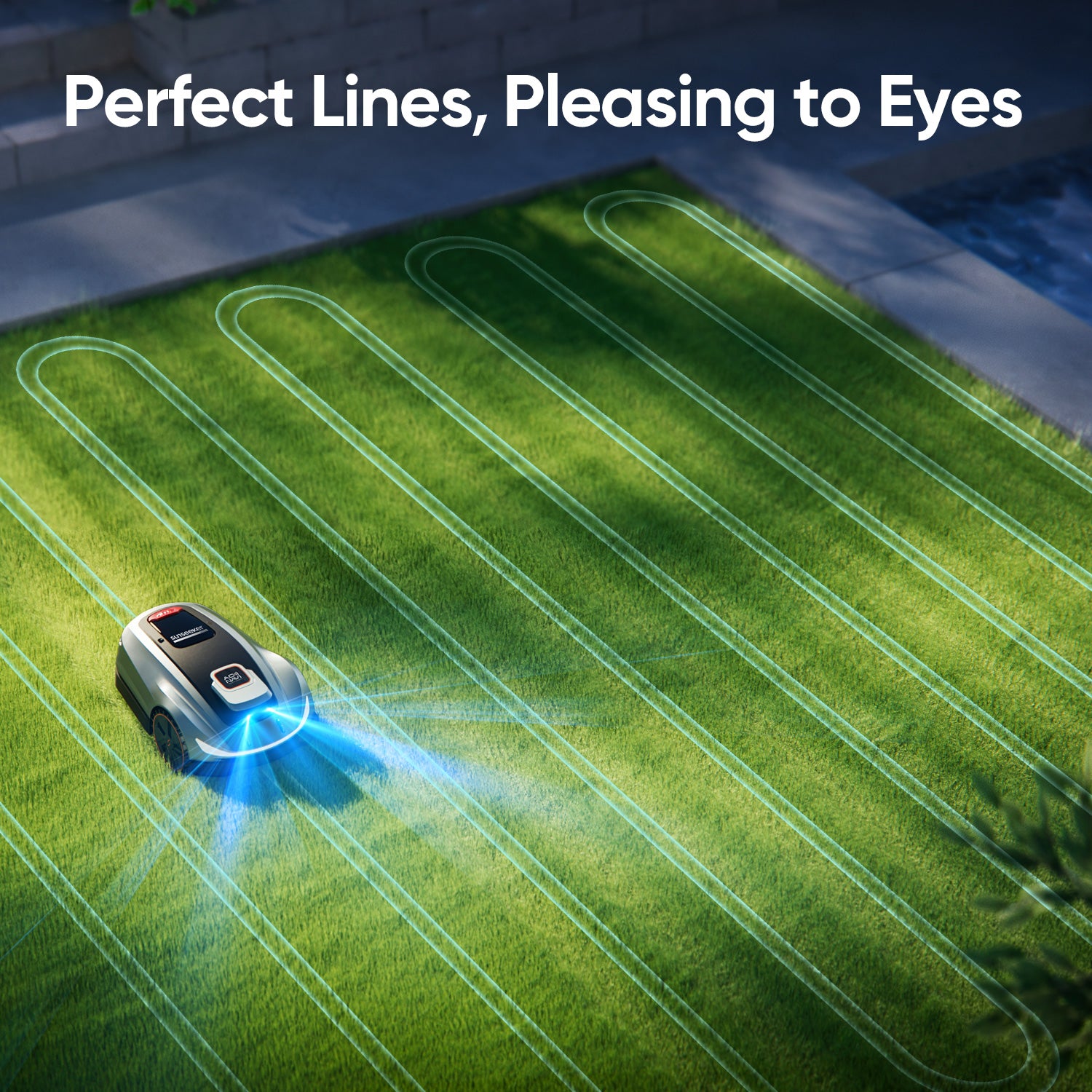 Sunseeker robotic lawn mower cutting grass